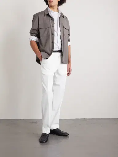 Canali Straight-Leg Cotton-Blend Twill Trousers - Men | Thumbnail 2