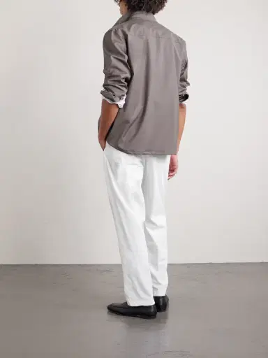 Canali Straight-Leg Cotton-Blend Twill Trousers - Men | Thumbnail 4