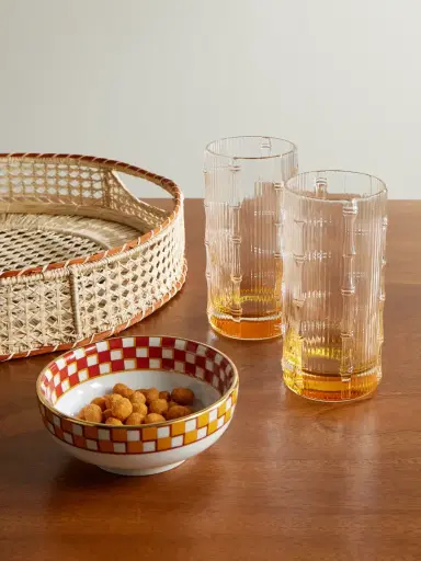 La DoubleJ Bamboo Set of Two Crystal Glass Highball Glasses - Men | Thumbnail 2