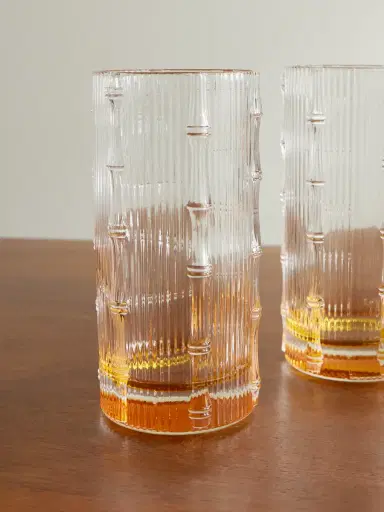 La DoubleJ Bamboo Set of Two Crystal Glass Highball Glasses - Men | Thumbnail 3