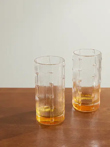 La DoubleJ Bamboo Set of Two Crystal Glass Highball Glasses - Men | Thumbnail 1