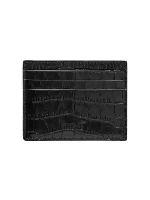 Croc-Effect Leather Cardholder - Men