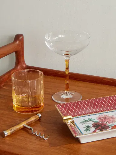 La DoubleJ Bamboo Set of Two Crystal Glass Champagne Coupes - Men | Thumbnail 2