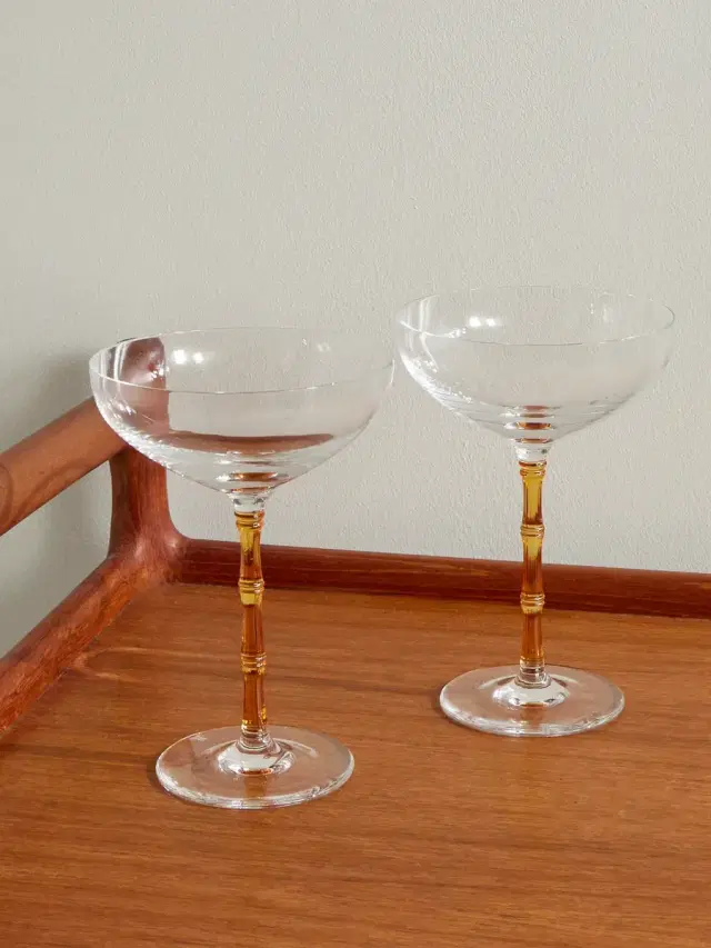 La DoubleJ Bamboo Set of Two Crystal Glass Champagne Coupes - Men