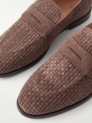 Brunello Cucinelli Woven Suede Penny Loafers - Men | Thumbnail 5 Brunello Cucinelli Woven Suede Penny Loafers - Men | Thumbnail 5