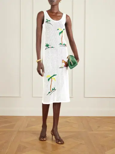 Staud Luma Embroidered Open-knit Cotton Midi Dress | Thumbnail 2 Staud Luma Embroidered Open-knit Cotton Midi Dress | Thumbnail 2