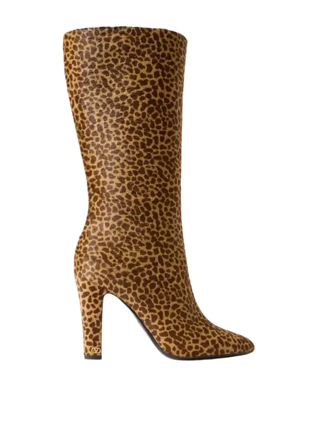 Hotty 100 Leopard-print Calf Hair Knee Boots