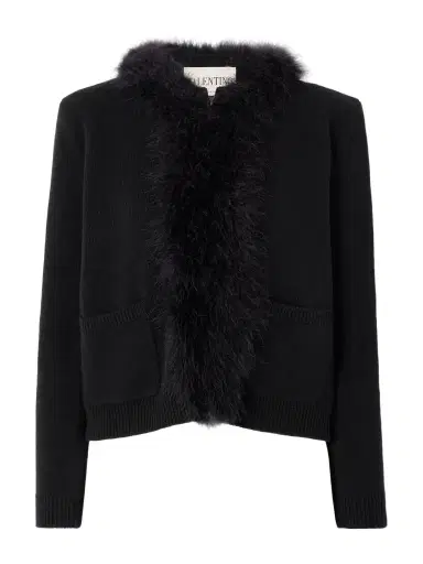Valentino Garavani Feather-trimmed Wool Cardigan | Thumbnail 1