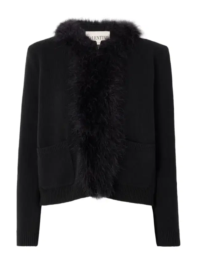 Valentino Garavani Feather-trimmed Wool Cardigan