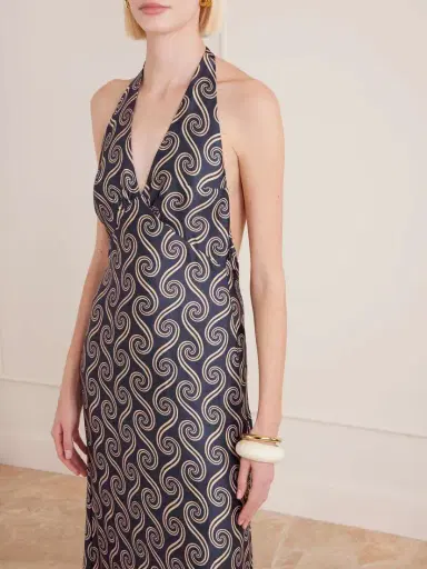 Faithfull Elidia Printed Satin Halterneck Maxi Dress | Thumbnail 4