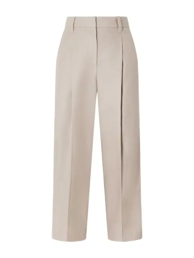 Cropped Pleated Linen-twill Wide-leg Pants