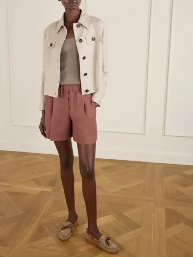 Brunello Cucinelli Pleated Twill Straight-leg Shorts | Thumbnail 2