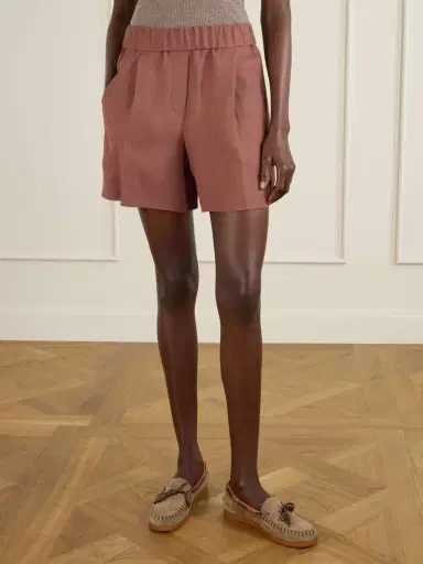 Brunello Cucinelli Pleated Twill Straight-leg Shorts | Thumbnail 3