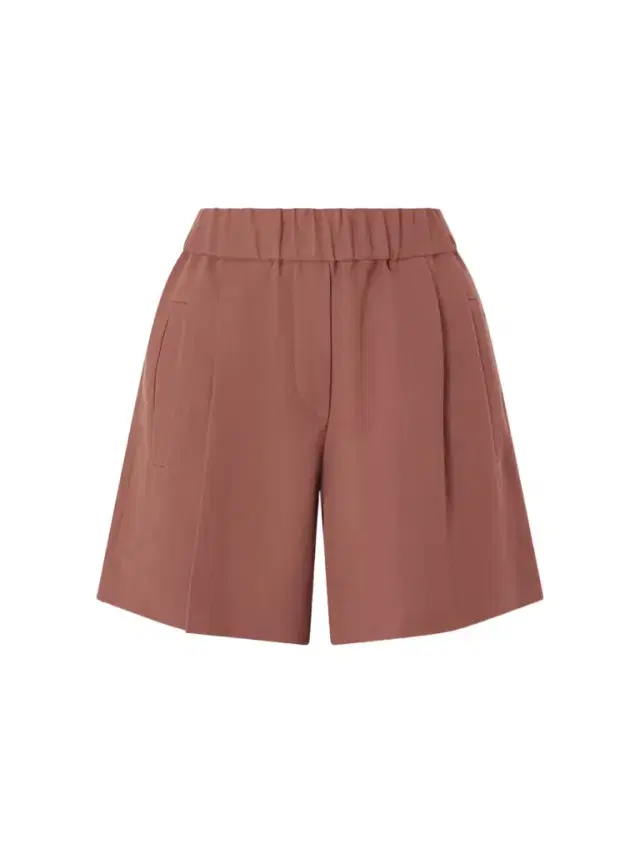 Pleated Twill Straight-leg Shorts