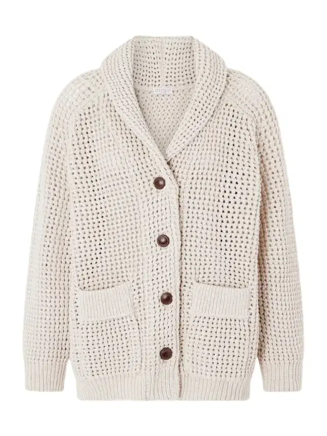 Open-knit Cotton-blend Cardigan
