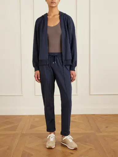 Brunello Cucinelli Bead-embellished Cotton-blend Jersey Track Pants | Thumbnail 2
