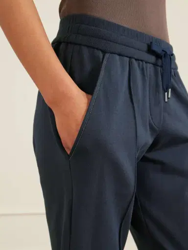 Brunello Cucinelli Bead-embellished Cotton-blend Jersey Track Pants | Thumbnail 5