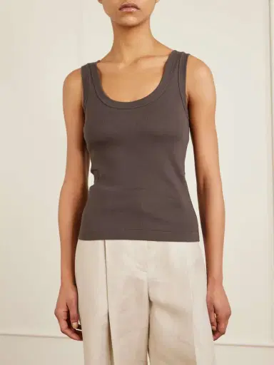 Brunello Cucinelli Ribbed Cotton-blend Jersey Tank | Thumbnail 3 Brunello Cucinelli Ribbed Cotton-blend Jersey Tank | Thumbnail 3