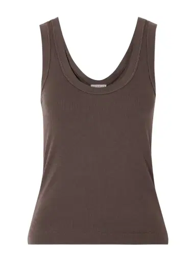 Brunello Cucinelli Ribbed Cotton-blend Jersey Tank | Thumbnail 1 Brunello Cucinelli Ribbed Cotton-blend Jersey Tank | Thumbnail 1