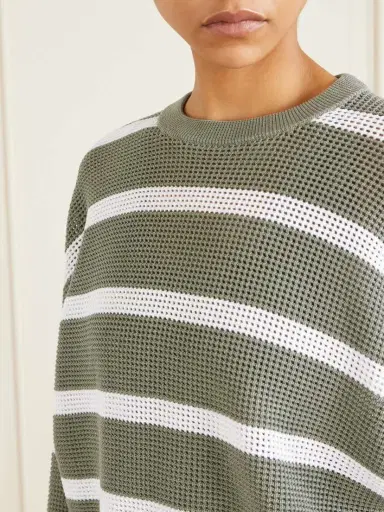 Brunello Cucinelli Striped Open-knit Cotton Sweater | Thumbnail 5 Brunello Cucinelli Striped Open-knit Cotton Sweater | Thumbnail 5