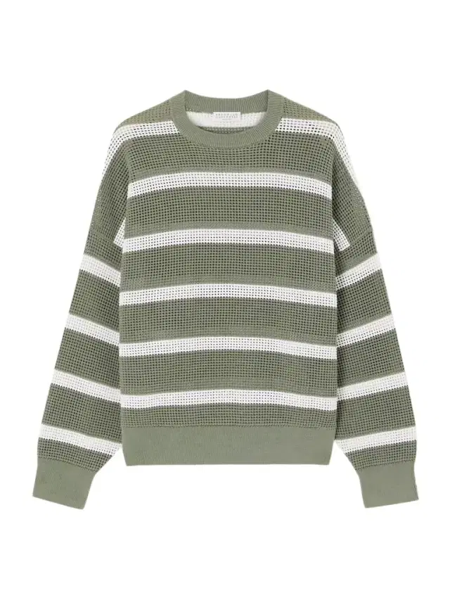 Striped Open-knit Cotton Sweater