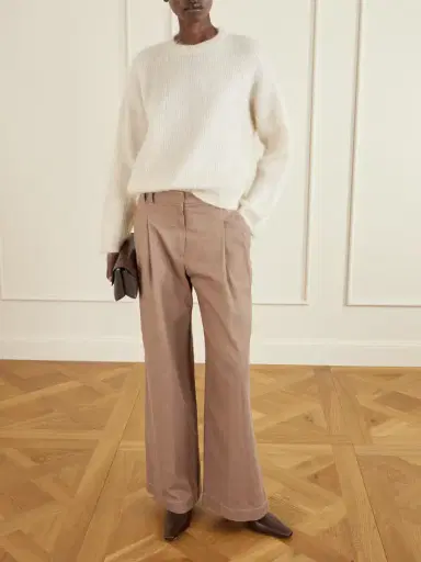 Brunello Cucinelli Pleated Embellished High-rise Wide-leg Jeans | Thumbnail 2