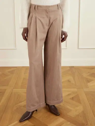 Brunello Cucinelli Pleated Embellished High-rise Wide-leg Jeans | Thumbnail 3