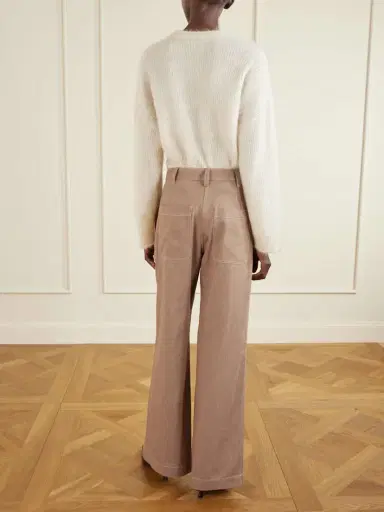 Brunello Cucinelli Pleated Embellished High-rise Wide-leg Jeans | Thumbnail 4