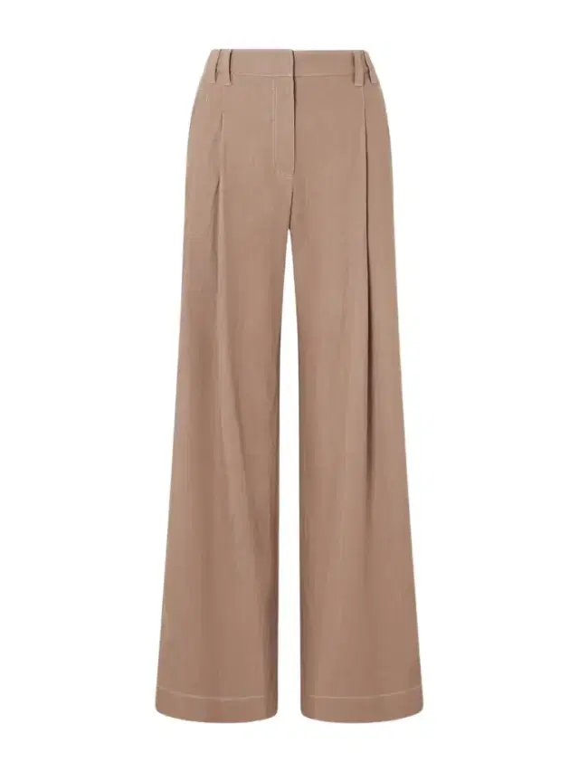 Pleated Embellished High-rise Wide-leg Jeans