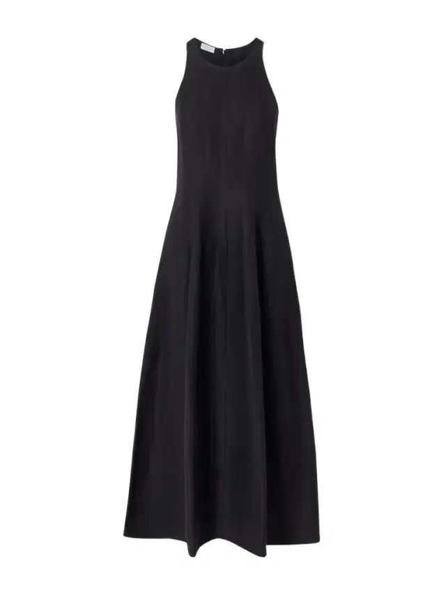 Paneled Twill Midi Dress