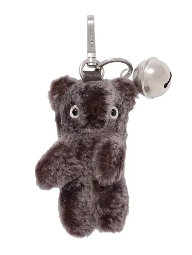 Silver-tone Leather-trimmed Shearling Keychain