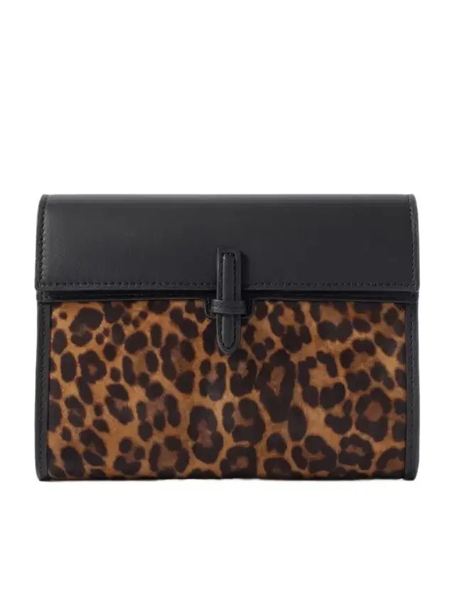 Leopard-print Suede And Leather Clutch