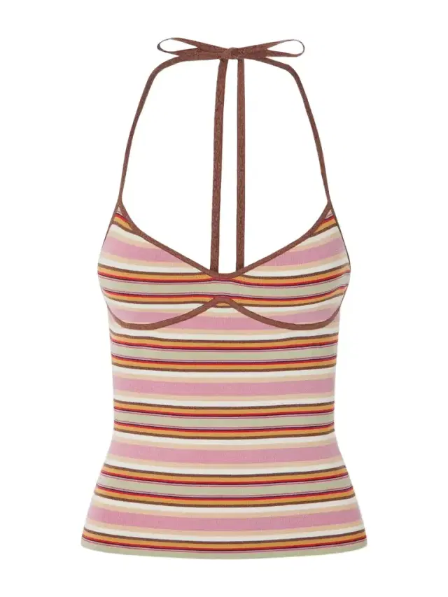 Citara Striped Knitted Halterneck Tank