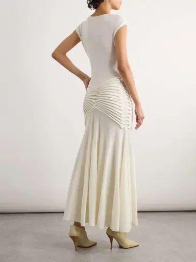 Alaïa Ruched Wool Maxi Dress | Thumbnail 3 Alaïa Ruched Wool Maxi Dress | Thumbnail 3