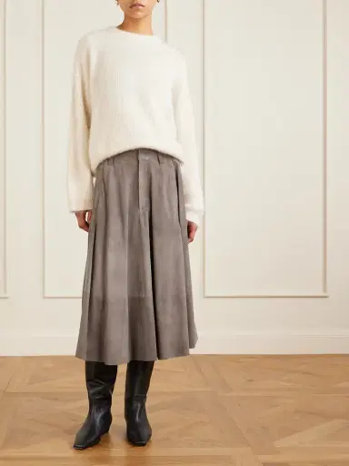 Brunello Cucinelli Flared Suede Midi Skirt | Thumbnail 2 Brunello Cucinelli Flared Suede Midi Skirt | Thumbnail 2