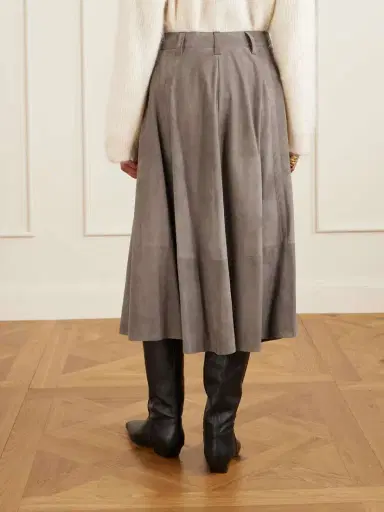 Brunello Cucinelli Flared Suede Midi Skirt | Thumbnail 4 Brunello Cucinelli Flared Suede Midi Skirt | Thumbnail 4