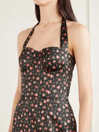 Dolce & Gabbana Floral-print Silk-blend Satin Halterneck Mini Dress | Thumbnail 4