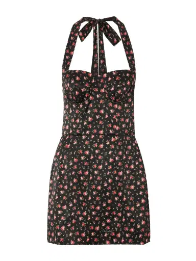 Dolce & Gabbana Floral-print Silk-blend Satin Halterneck Mini Dress | Thumbnail 1
