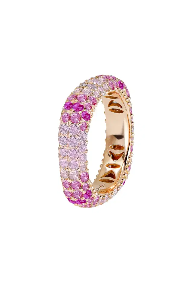 Pink Sapphire Diamond Slim Ghost Ring