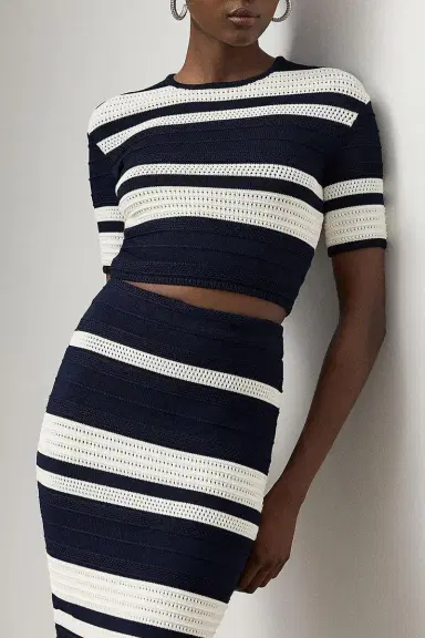 Ralph Lauren Striped Textured Cropped Sweater | Thumbnail 3
