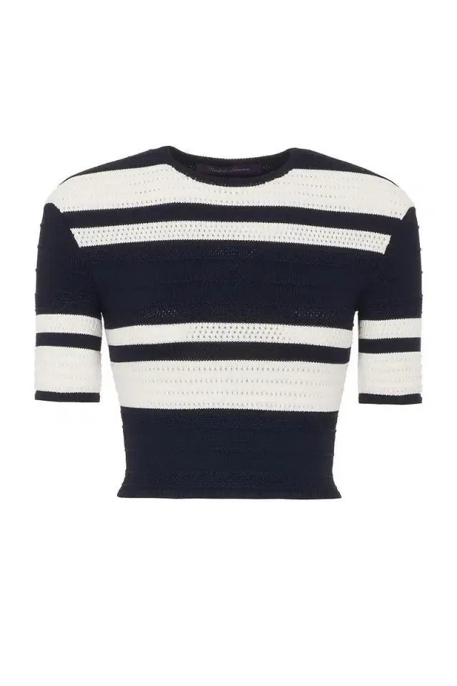 Striped Textured Cropped Sweater