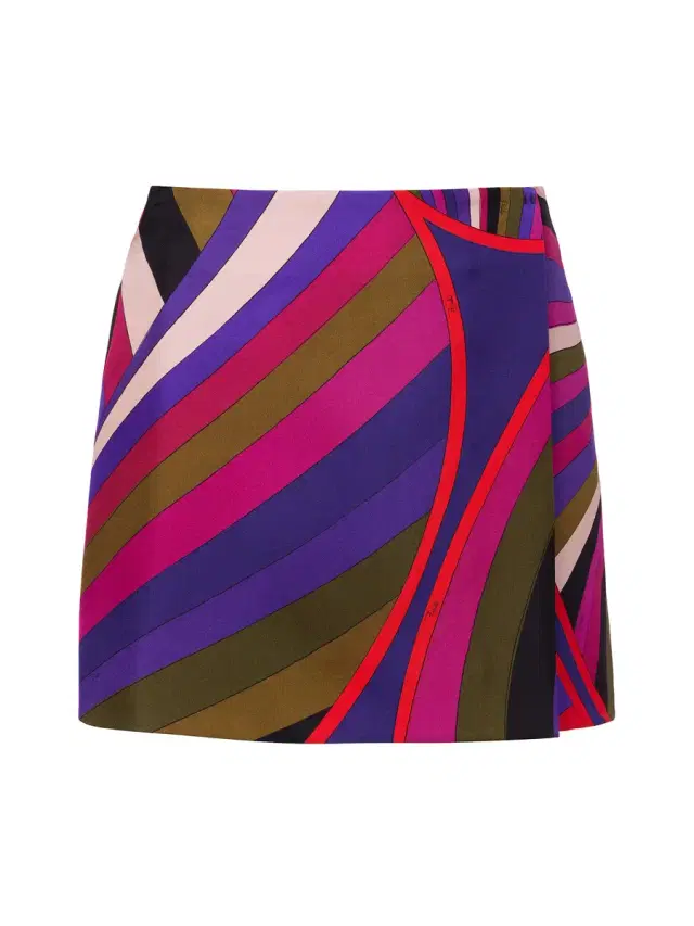 Iride-Print Silk Wrap Mini Skirt