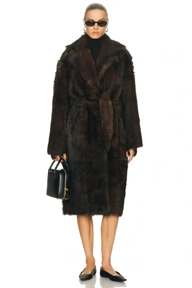 NOUR HAMMOUR Uma Drapey Shearling Coat