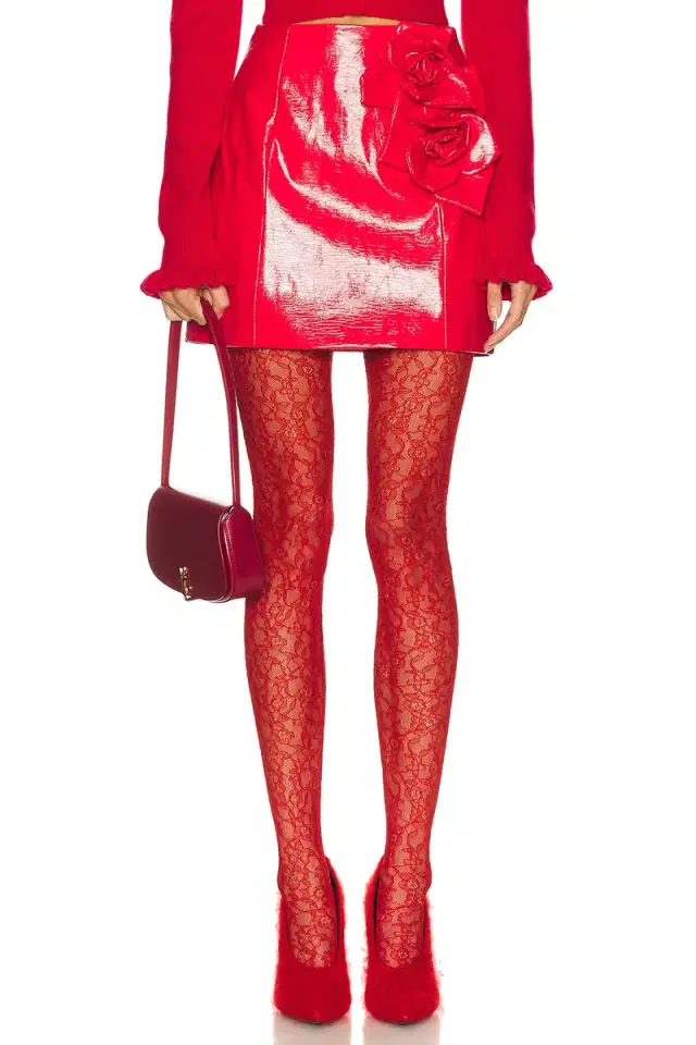 AKNVAS Liva Faux Leather Rose Skirt