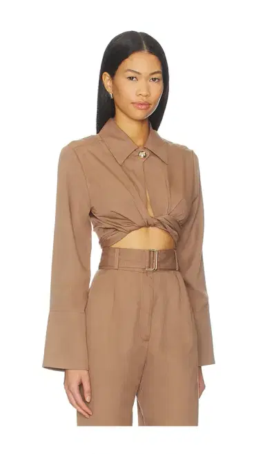 MATTHEW BRUCH Collared Long Sleeve Wrap Top | Thumbnail 2