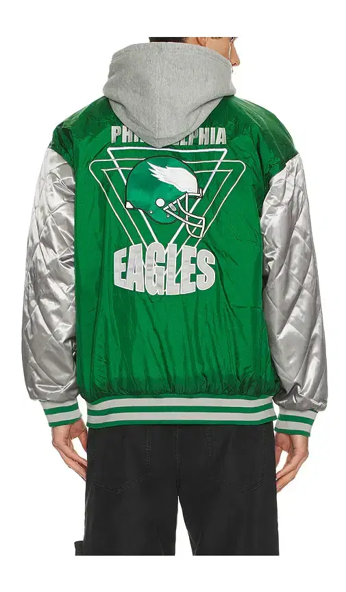 Mitchell & Ness NFL Eagles Diamond Fusion Vintage Logo Button Front Jacket