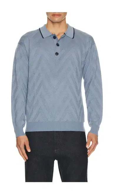 Scotch & Soda Structure Long Sleeve Polo | Thumbnail 1 Scotch & Soda Structure Long Sleeve Polo | Thumbnail 1