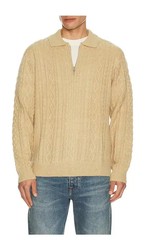 Mohair Quarter Zip Fisherman Sweater