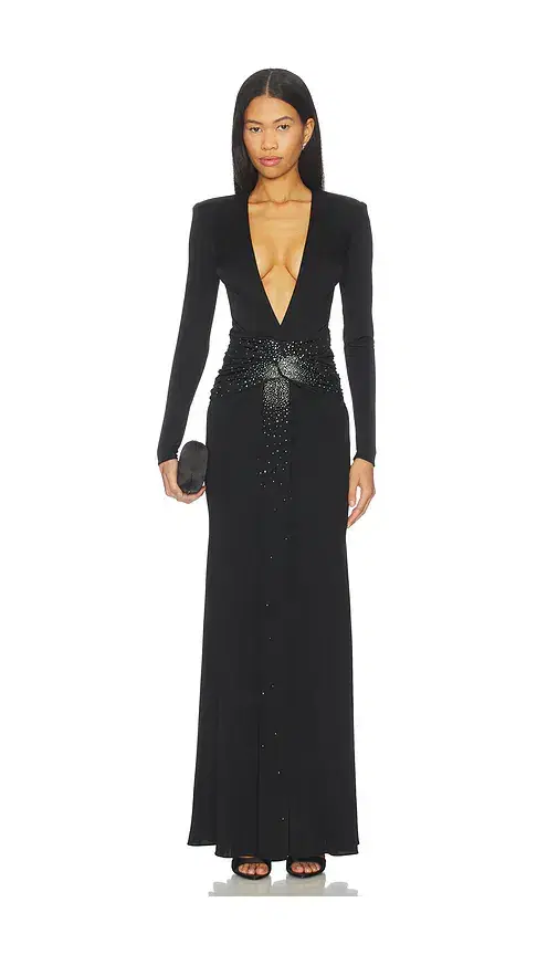 The New Arrivals by Ilkyaz Ozel Azure Crystal Embellished Maxi Dress