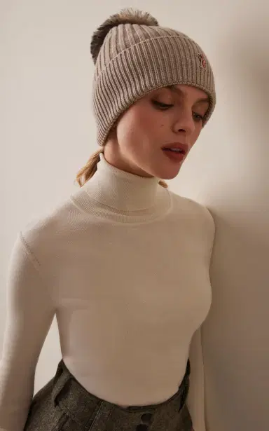 Moncler Grenoble Shearling-Trimmed Wool Beanie | Thumbnail 2 Moncler Grenoble Shearling-Trimmed Wool Beanie | Thumbnail 2
